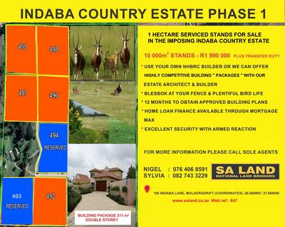 Indaba Country Estate 1 hectare serviced stands For Sale in Ruimsig, Roodepoort